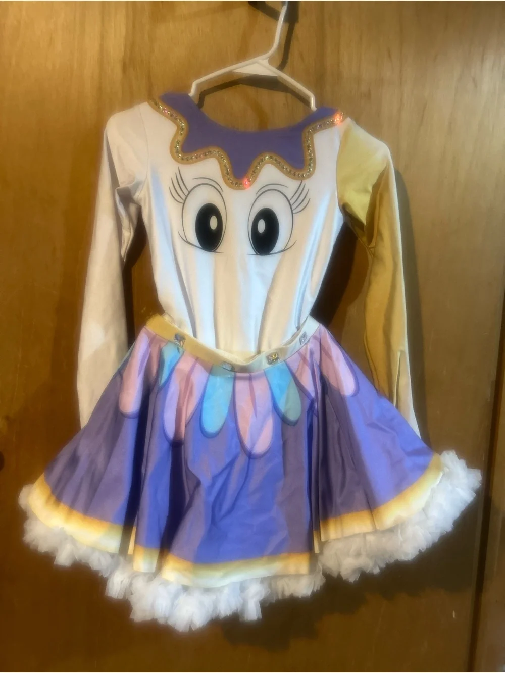 Purple and White Kids Costume Dress with Tulle Skirt